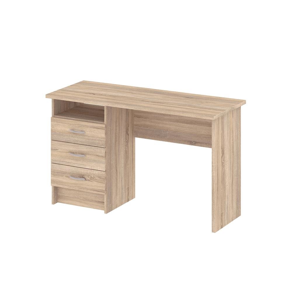 Brown Office Desk with Drawers - Compact Desk with File Cabinet Storage