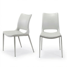 White Modern Dining Chairs Set of 2 with Plywood Frames and Faux Leather