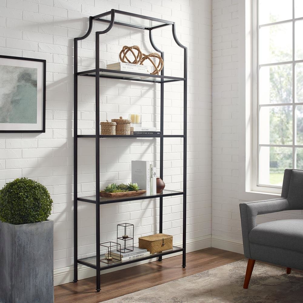 Oil Rubbed Bronze Etagere with Anti-Tip Hardware and Sturdy Frame