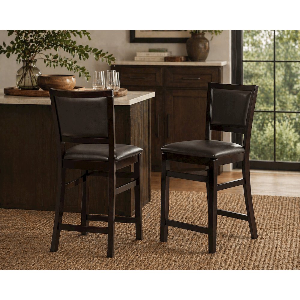 Foldable Plywood Counter Stool with Merlot Finish and Comfortable Foam Seat