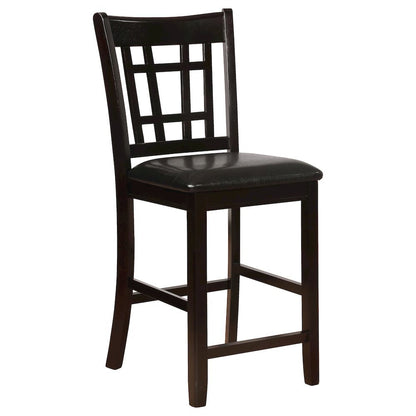 Counter Height Bar Stools Set of 2, Brown Leatherette & Wood Stools