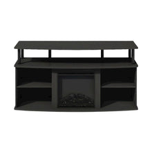 Black Fireplace TV Stand,Four Shelves for 55 Inch Displays and Media Storage