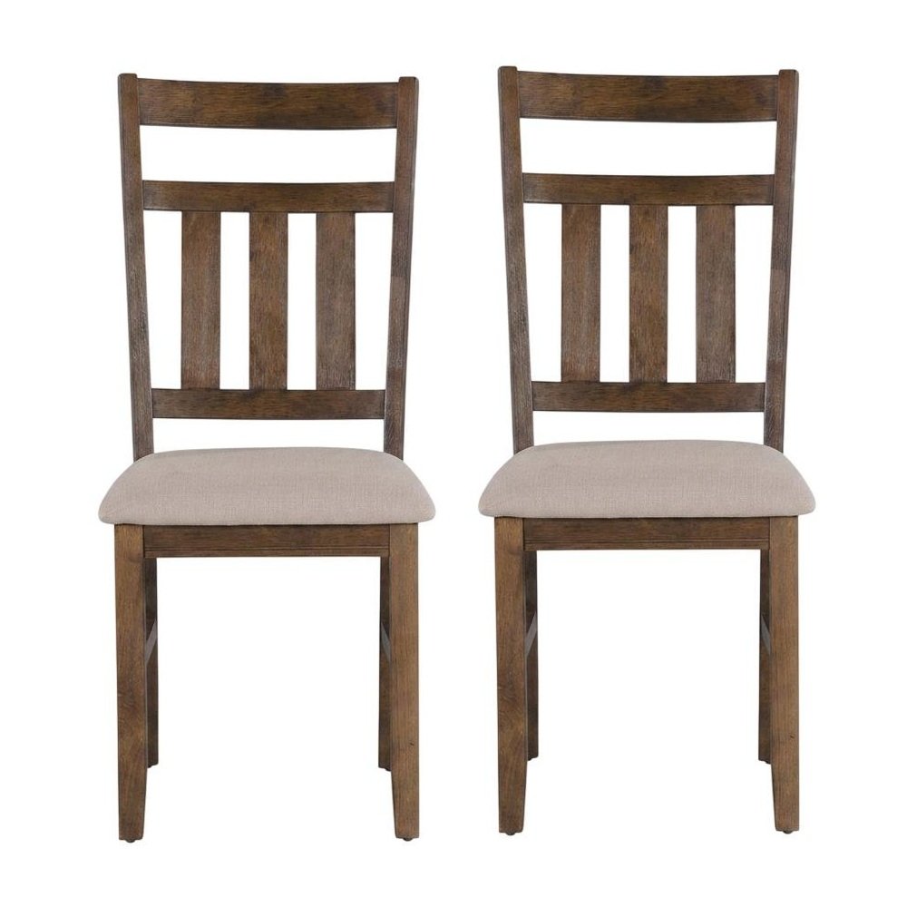 Rustic Umber Side Chair with Polyester Upholstery and Comfortable Seat, Set of 2