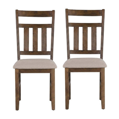 Rustic Umber Side Chair with Polyester Upholstery and Comfortable Seat, Set of 2