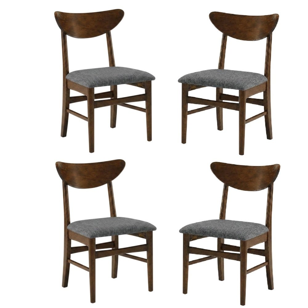Wood Dining Chair Set with Comfortable Backrest and Sturdy Frame
