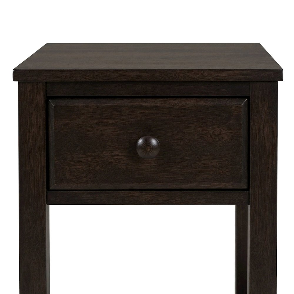 Espresso Night Stand with Usb Port and Solid Wood Design
