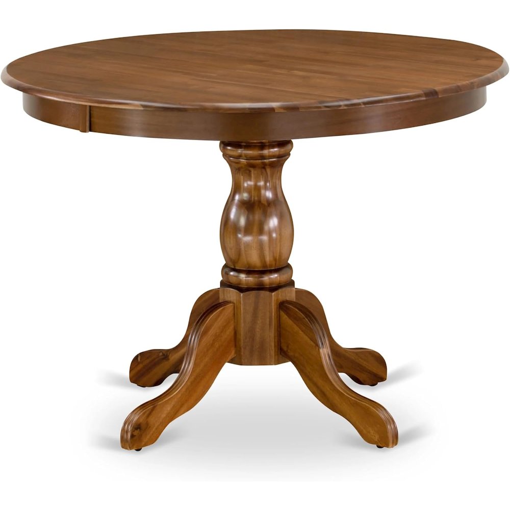 East West Furniture HBDA3-AWA-27 3 Piece Dining Room Table Set Includes a Round Kitchen Table and 2 Upholstered Parson Chairs, 42x42 Inch, Antique Walnut