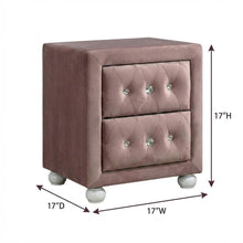Pink Fabric Nightstand with Rectangular Shape and Modern Design