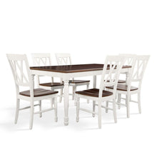 Elegant 7-Piece Dining Table Set in White with Distressed Finish and Chairs