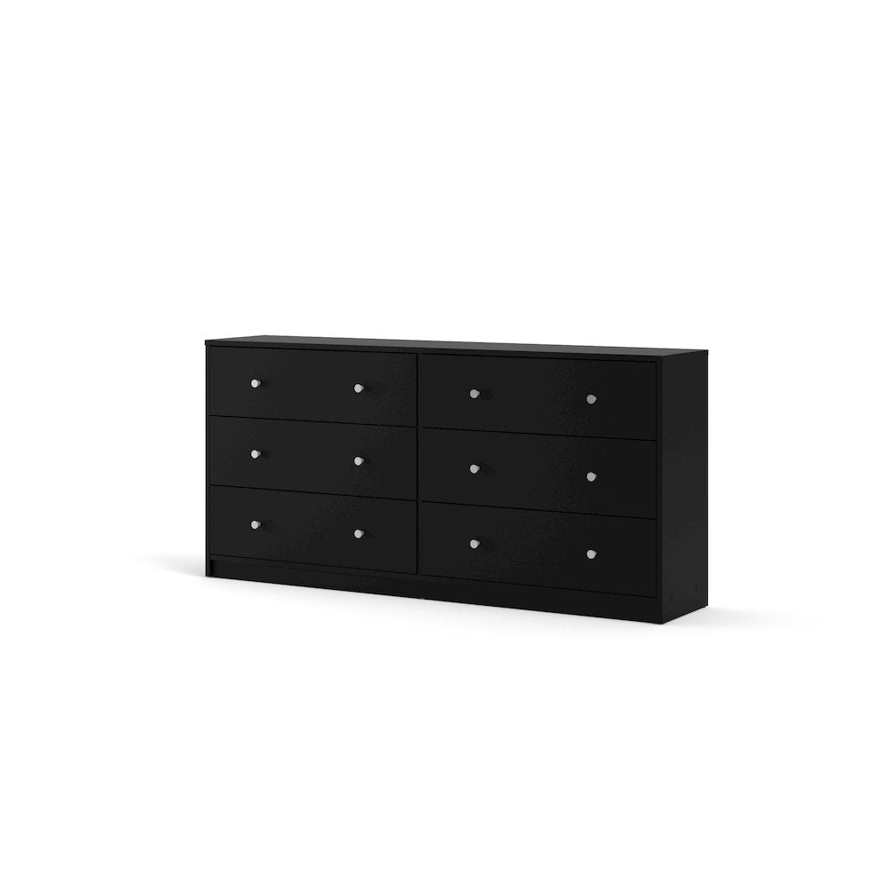 Furnifact Black Dresser for Bedroom – Modern 6 Drawer Dresser with Spacious Storage – Sleek Black Dresser and Bedroom Dresser for Clothes and Essentials