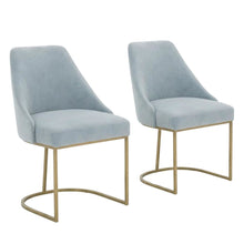 Velvet Dining Chair Set of 2 with Gold-Finished Steel Frame