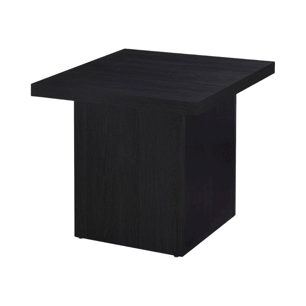 Modern Square End Table, Black Laminate Veneer, Scratch-Resistant