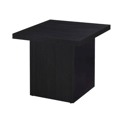 Modern Square End Table, Black Laminate Veneer, Scratch-Resistant