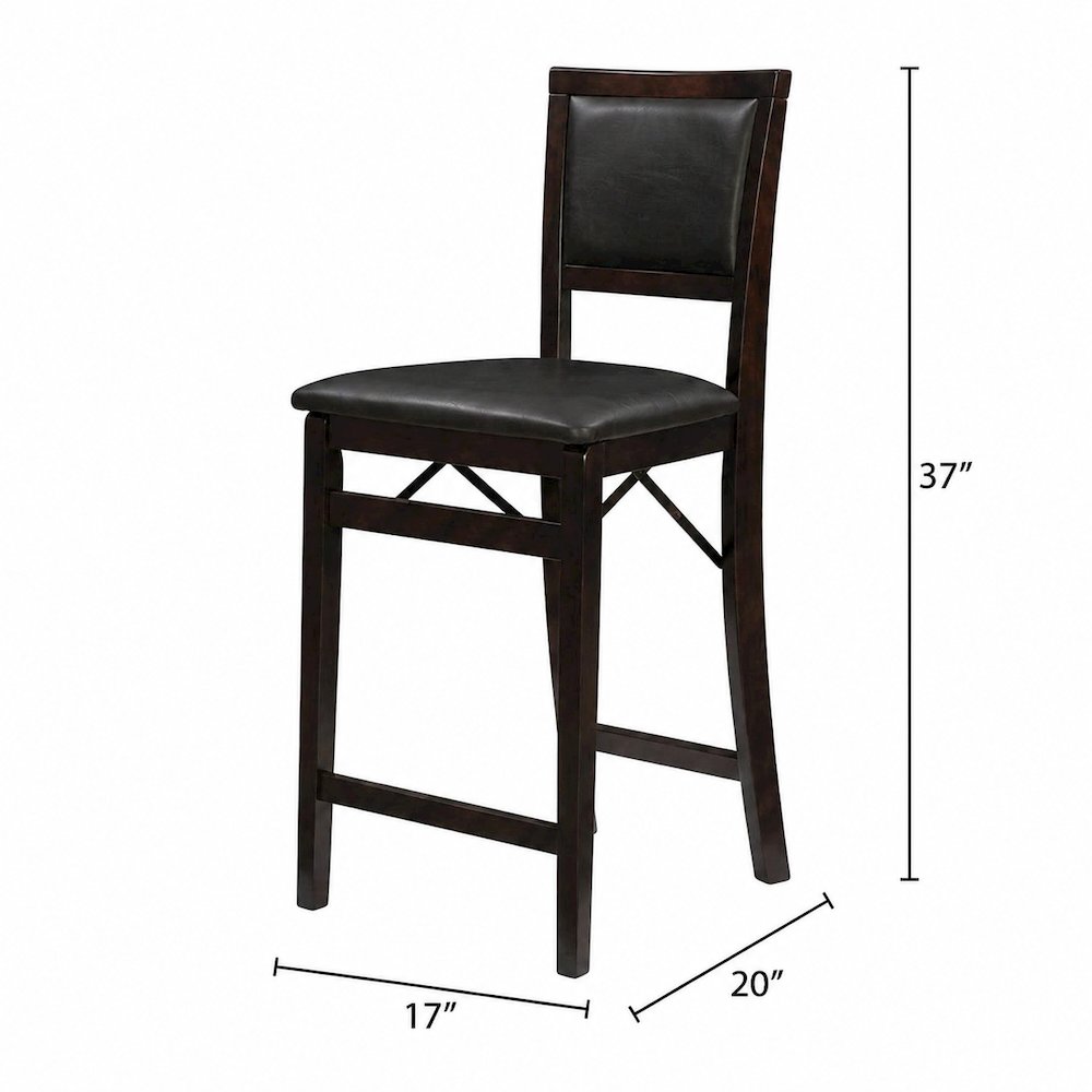 Foldable Plywood Counter Stool with Merlot Finish and Comfortable Foam Seat