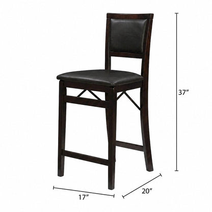 Foldable Plywood Counter Stool with Merlot Finish and Comfortable Foam Seat