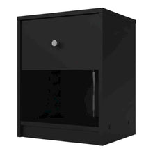 Black Small Nightstand - Compact Bedside Table with Drawer for Bedrooms