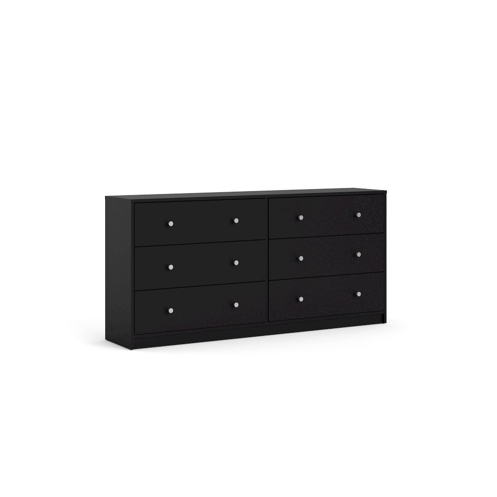 Furnifact Black Dresser for Bedroom – Modern 6 Drawer Dresser with Spacious Storage – Sleek Black Dresser and Bedroom Dresser for Clothes and Essentials
