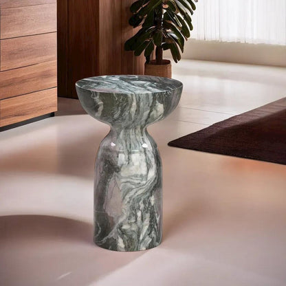 Sophisticated Grey and Blush Marble Side Table with Durable Concrete Design