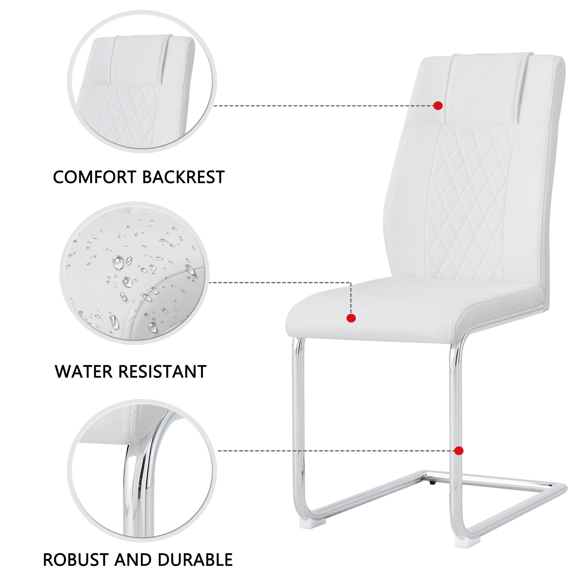 Table and chair set, large modern rectangular glass table, can accommodate 6-8 people, equipped with a 0.39-inch tempered glass tabletop and MDF table legs.Paired with comfortable and soft chairs.