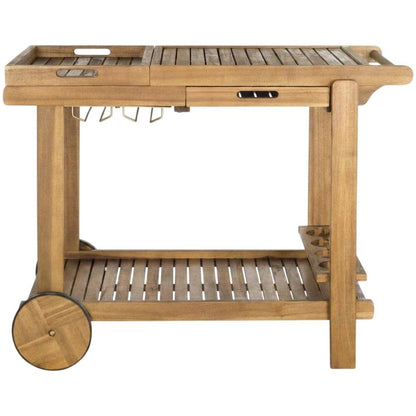 Galvanized Steel & Acacia Wood Bar Cart with 200-Lb Capacity