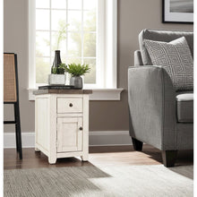 White Rustic Farmhouse Chairside Table with Reclaimed Pine Wood Construction