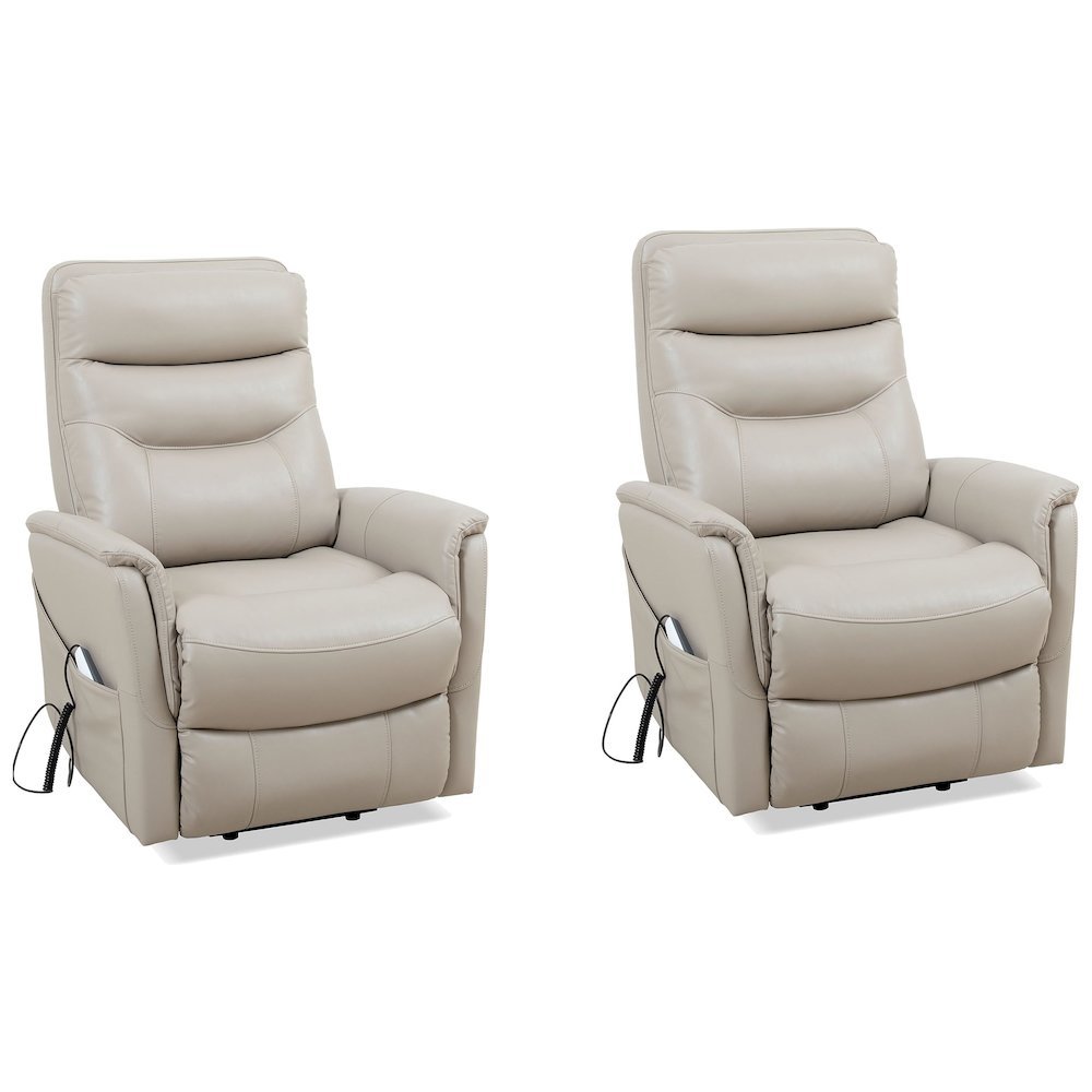 Beige Recliner Chairs Set of 2 – Power Lift Recliner with Headrest