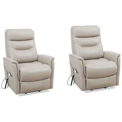 Beige Recliner Chairs Set of 2 – Power Lift Recliner with Headrest