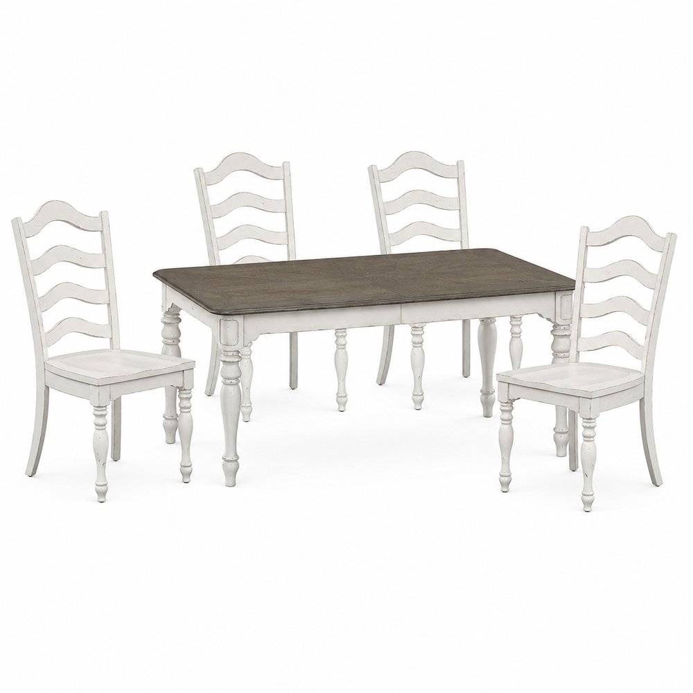 5 Piece Leg Table Dining Room Set with 4 Ladder Back Chairs