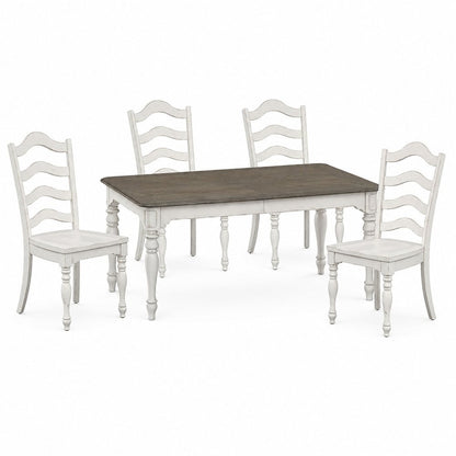 5 Piece Leg Table Dining Room Set with 4 Ladder Back Chairs