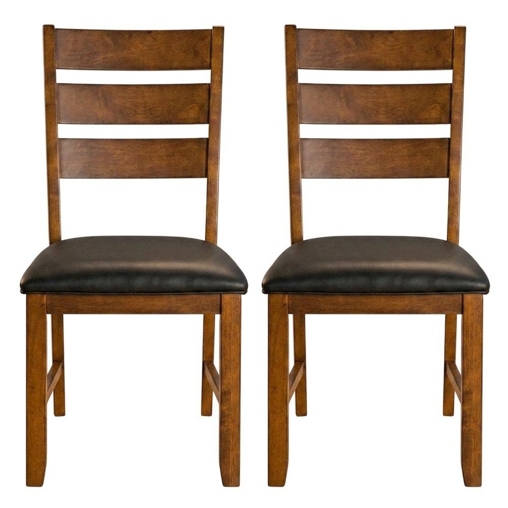 Mango Upholstered Side Chairs with Distressed Finish and Rustic Style, Set of 2