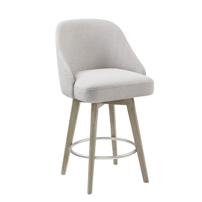 Gray Swivel Counter Stools with Solid Wood Frame, Ideal for Kitchen or Bar