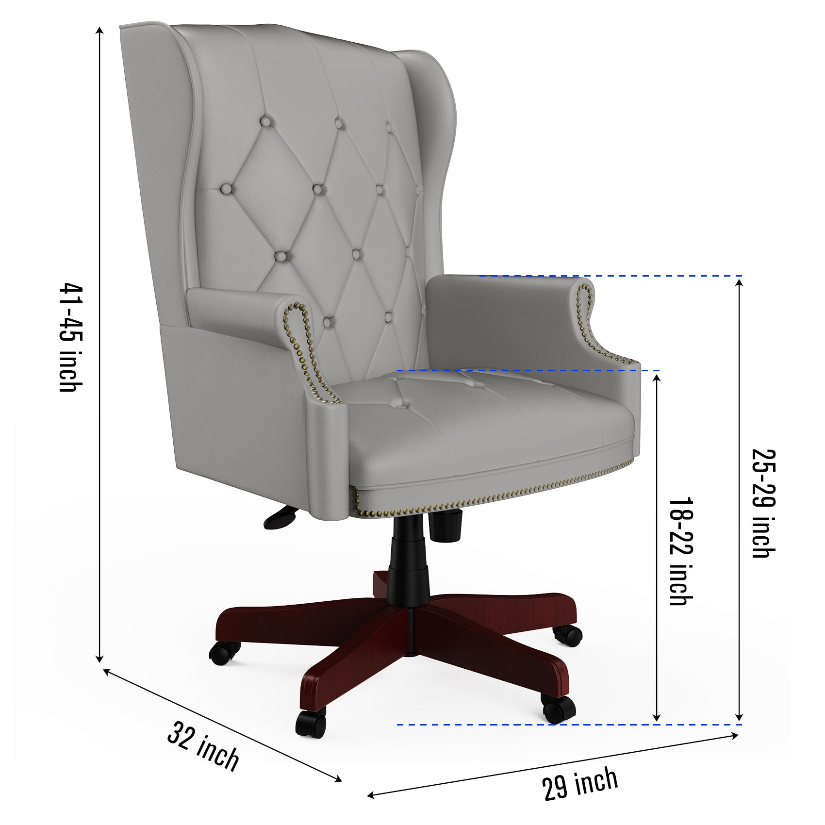 330LBS Executive Office Chair, Ergonomic Design High Back Reclining Comfortable Desk Chair - Grey