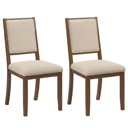 Boucle Upholstered Mid-Century Modern Dining Chairs with Walnut Finish, Set of 2