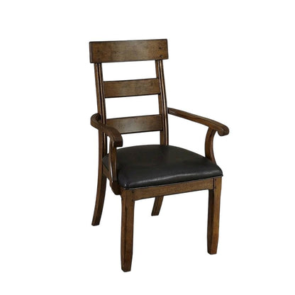 Distressed Mango Armchair with Upholstered Seat and Updated Lodge Style