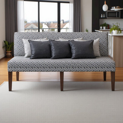 Brown Upholstered Dining Settee with Back Support
