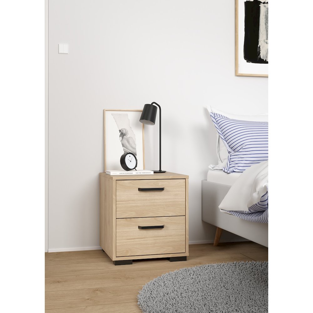 Sofia 2 Drawer Nightstand, Jackson Hickory