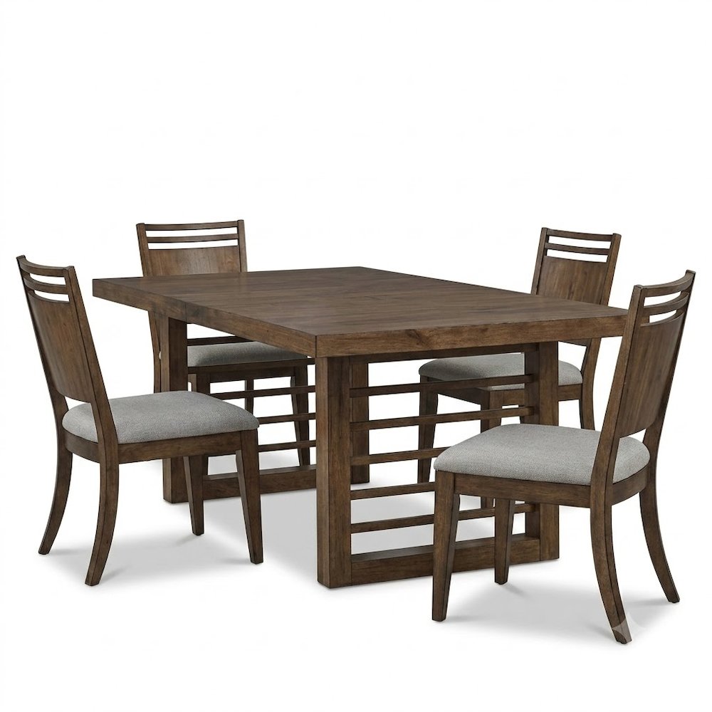 Shaker Lakes Opt 5 Piece Double Pedestal Table Set - 4 Panel Back Chairs, 18"