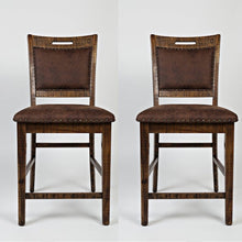 Distressed Industrial Nailhead Trim Upholstered Back Counter Stool (Set of 2)