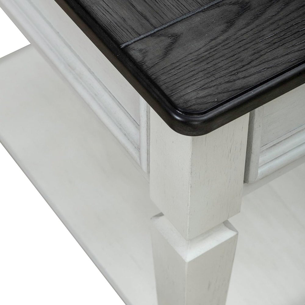 Allyson Park Drawer End Table in Wirebrushed White w/ Charcoal Top