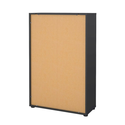 Gray Bookcase with 3 Shelves and 2 Doors for Home or Office Storage