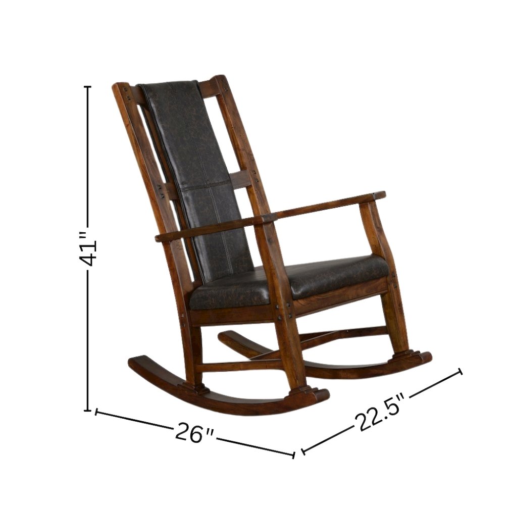 Solid Wood Rocking Chair with Cushion Seat & Back, Antique Charcoal Finish