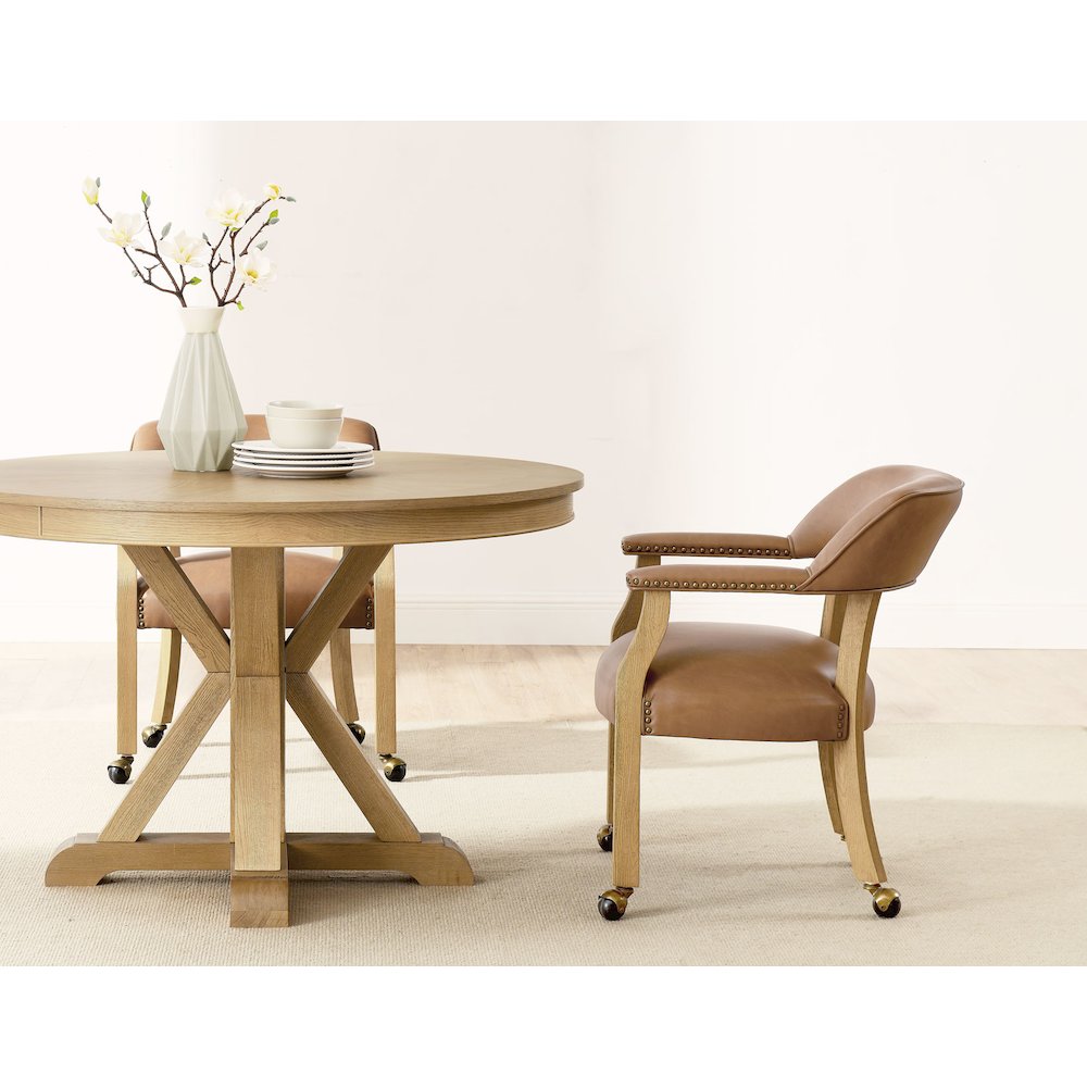 Rylie Castered Captain's Chair, Camel Vegan Leather
