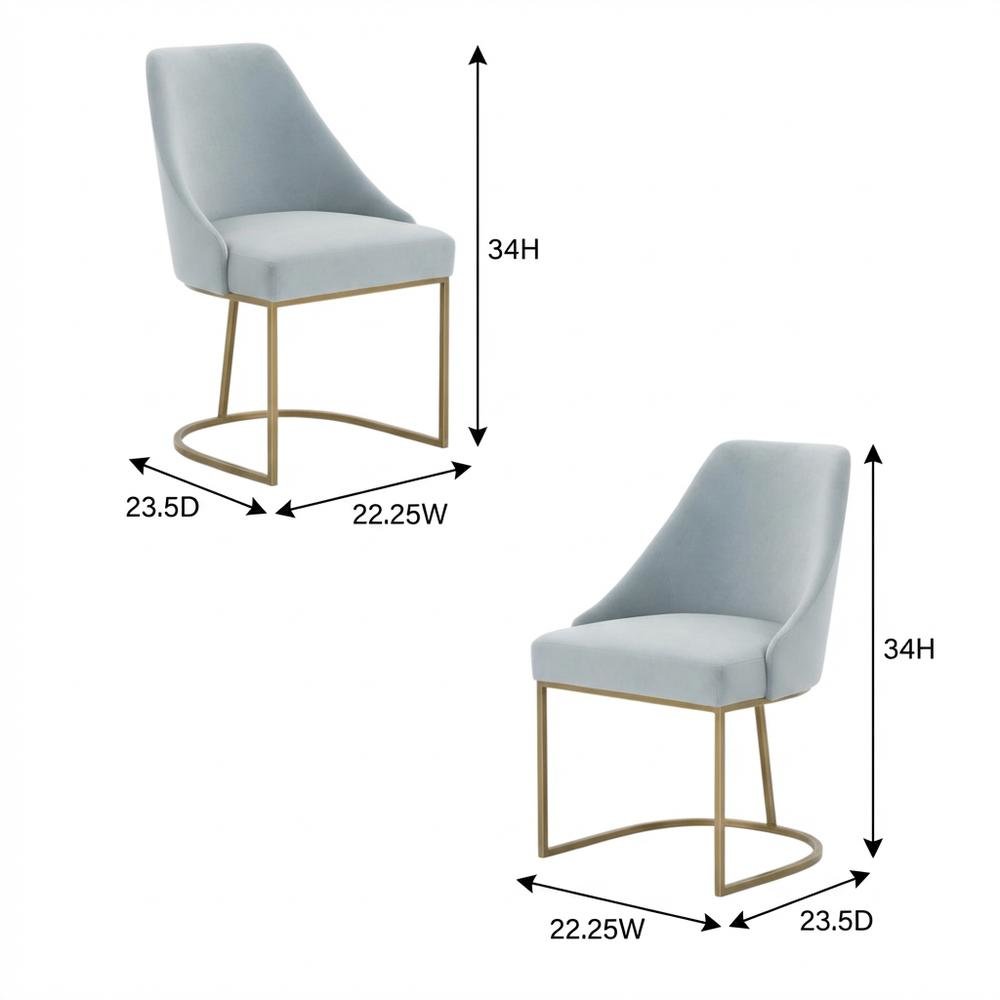 Velvet Dining Chair Set of 2 with Gold-Finished Steel Frame
