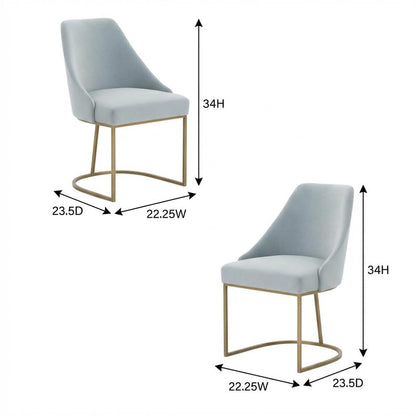 Velvet Dining Chair Set of 2 with Gold-Finished Steel Frame