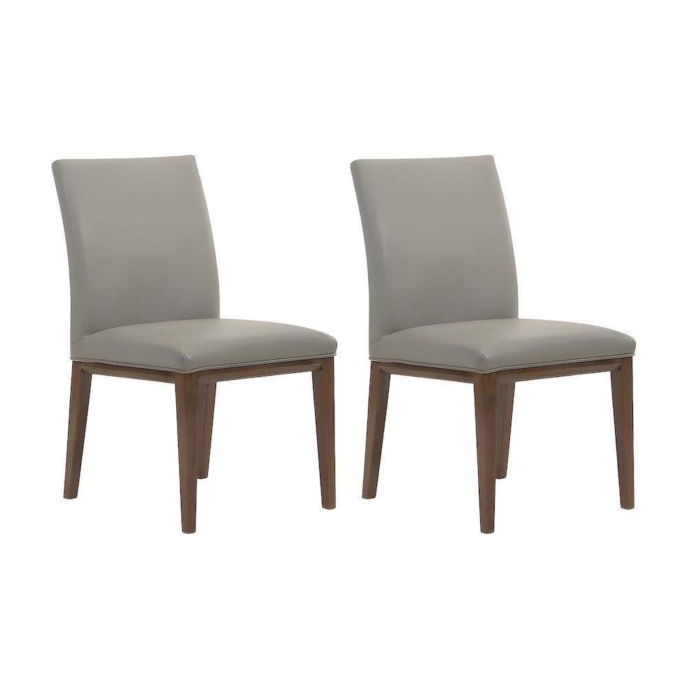 Top Grain Leather Armless Modern Dining Chair with Foam Cushioned Seat, Set of 2