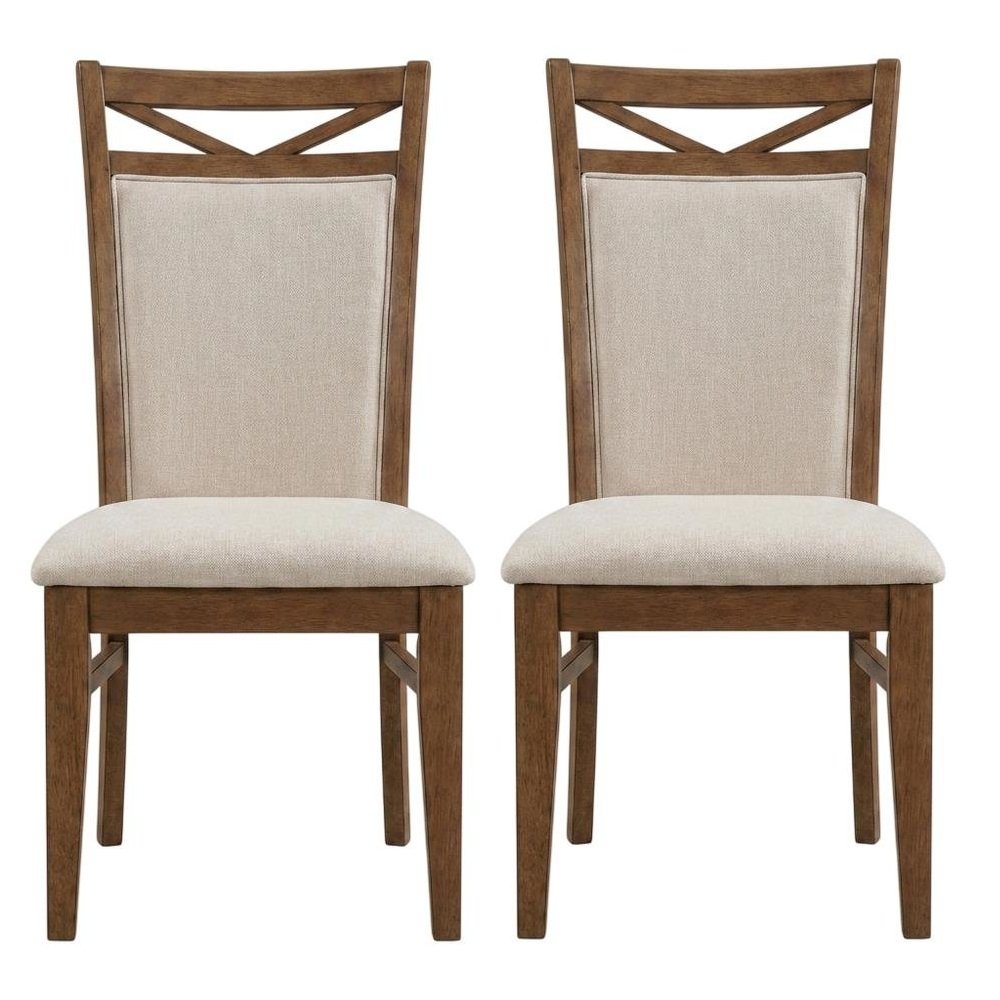 Brown Upholstered Dining Chairs Set with Ergonomic Armrests, 2-Pack