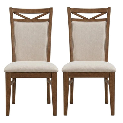 Brown Upholstered Dining Chairs Set with Ergonomic Armrests, 2-Pack
