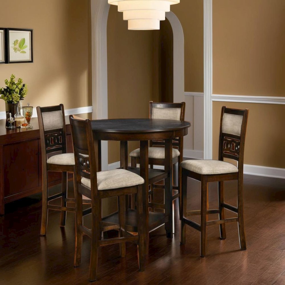 5-Piece Transitional Cherry Wood Dining Set for Elegant Dining Spaces