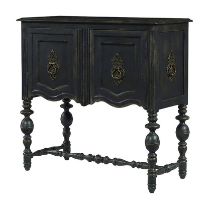 Birch Veneer Storage Chest with Distressed-Finish Detail for Entryway, Black