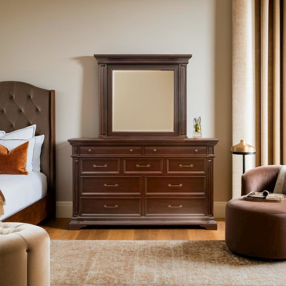Elegant Framed Brown Mirror for Wall Decor in Contemporary Spaces